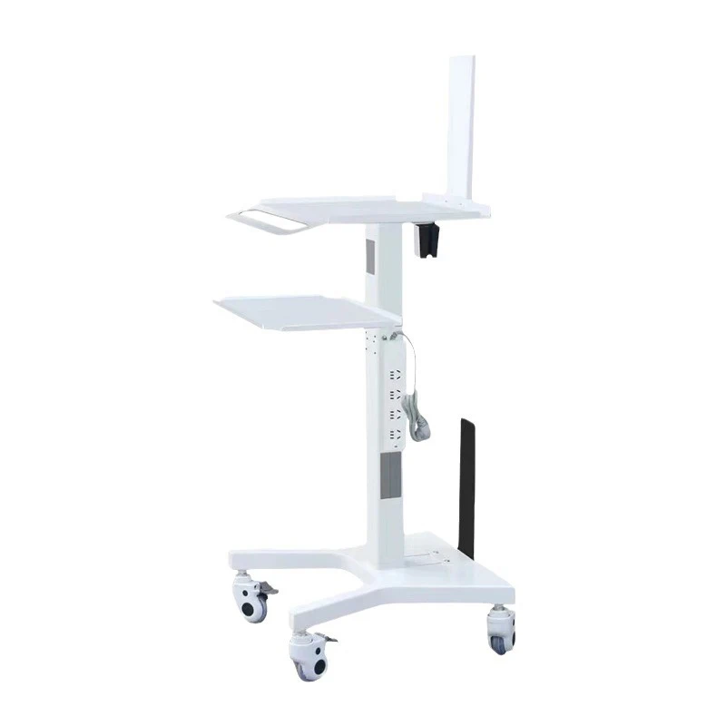 White Mobile Hospital Trolley Medical oral Dental Scanner Cart Intraoral Scanner Trolley Tool Cart With Bracket Tray