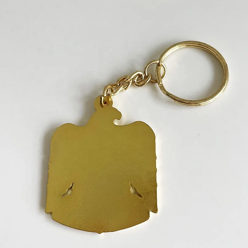 Free mould falcon design UAE national day magnet pins gold plated metal key chain wholesale