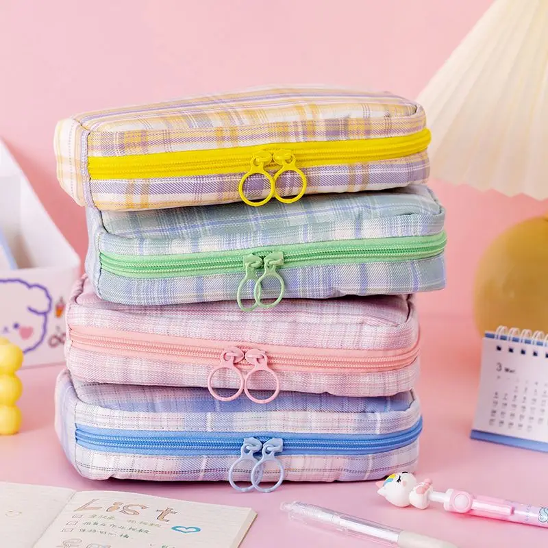 Japanese Creative Canvas Pencil Bag Large Capacity Pencil Case Kawaii Stationery Pencil Bags