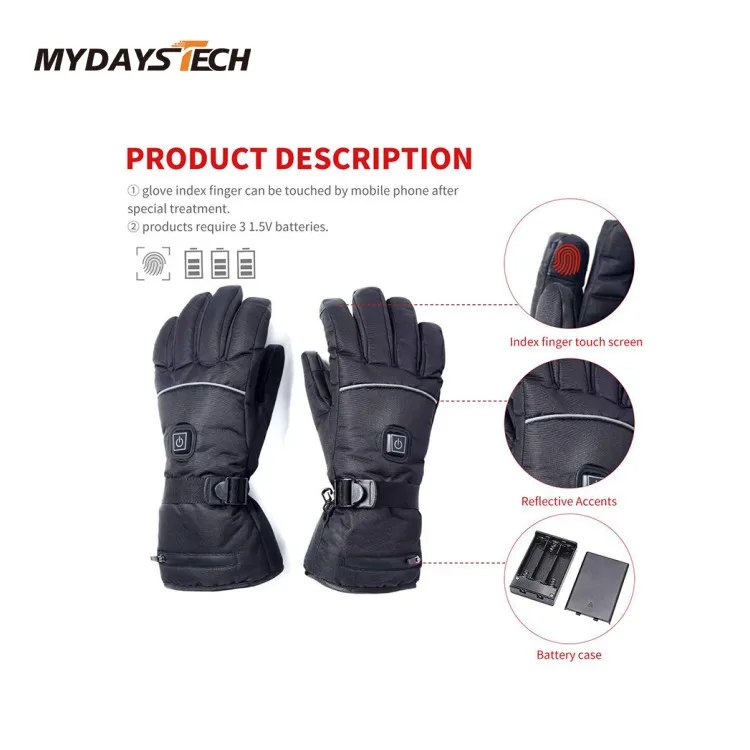 Mydays Tech Высокое качество мягкий дышащий материал 3 температуры USB с подогревом мотоциклетные перчатки для внутренних и наружных мероприятий