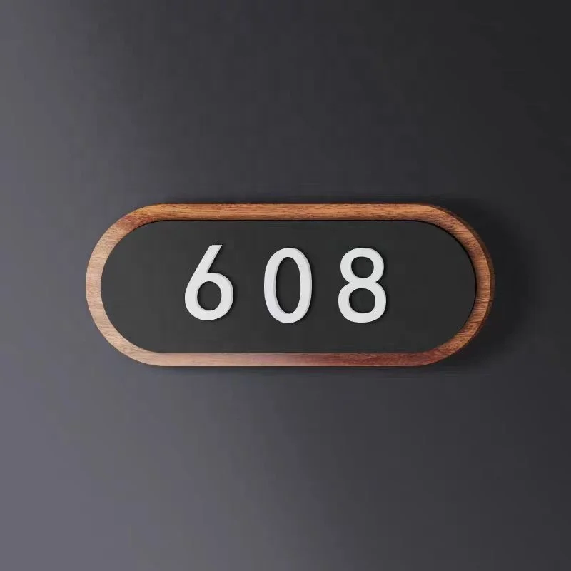 Custom No MOQ Office Door Sign Adhesive Acrylic Door Sign Apartment Hotel Number Plaque House Number Plate
