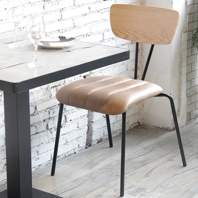 Европейский стиль, обеденный стул со спинкой из фанеры, кожаные сиденья, стулья для ресторана