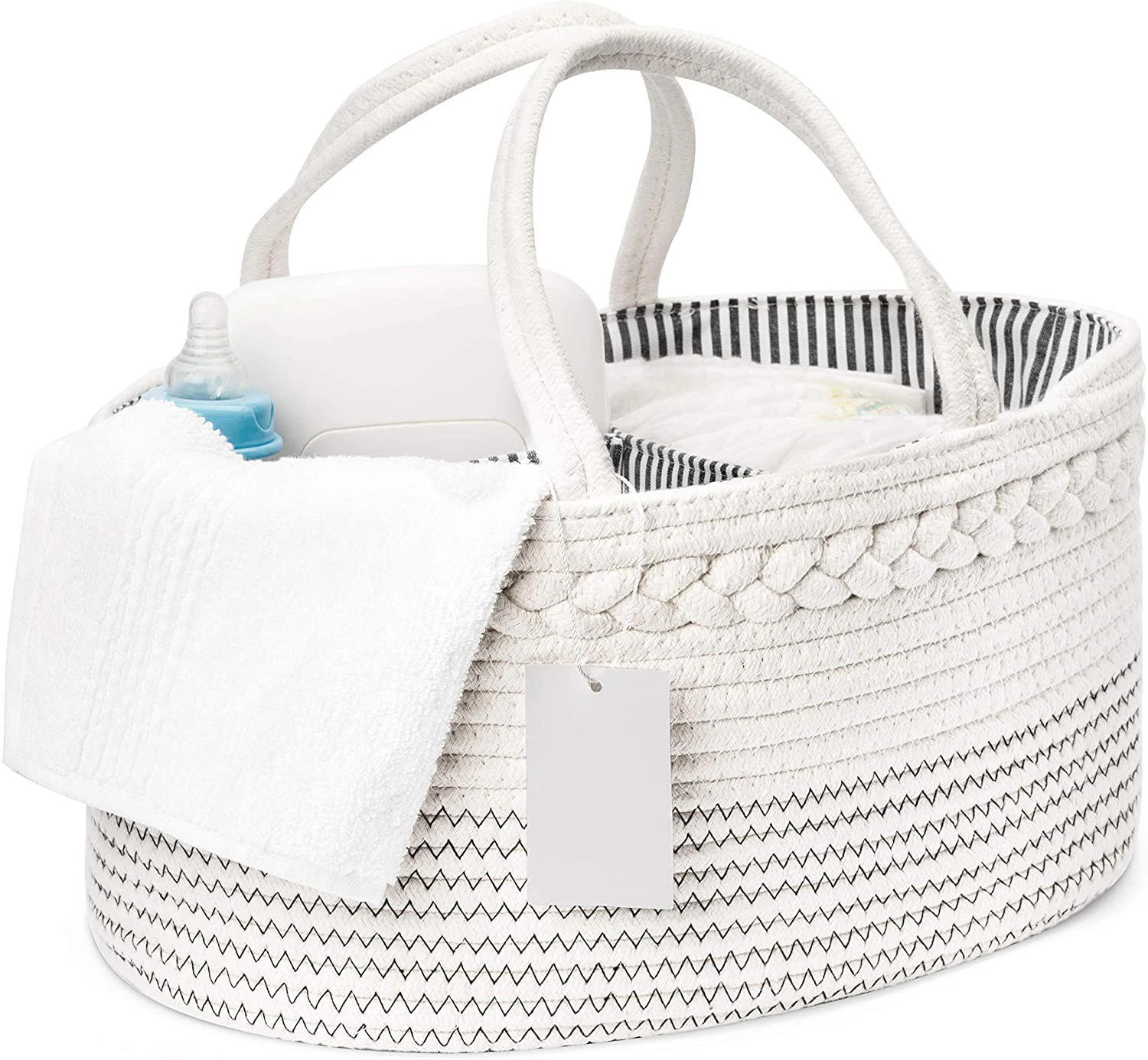 Felt Diaper Bag Large Portable Rope Nursery Storage Bin Felt Baby Diaper Storage Caddy Organizer