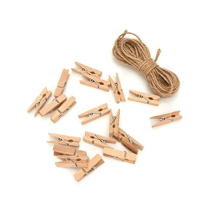 Christmas Card Holder Arts Crafts 100Pcs Mini Wooden Clothespins Pegs Photo Clips With Jute Twine