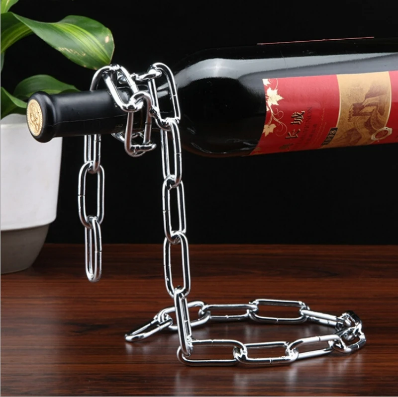Kitchen Dining Room Cellar Bar Decoration Magical Suspension iron Chain Wine Racks Wine Bottle Display Racks Stand Holder