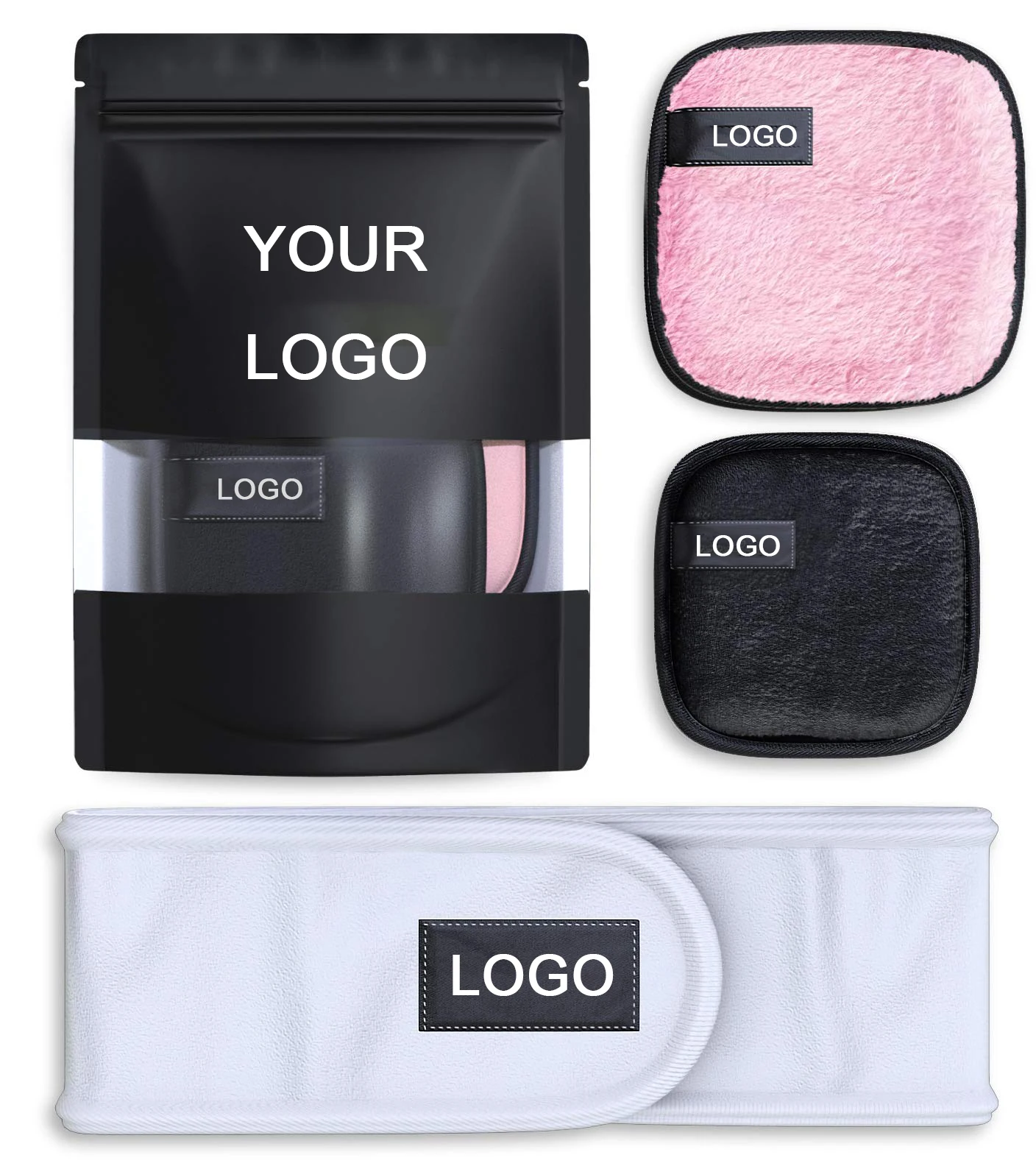 
Reusable Makeup Remover Pads | FREE Spa Terry Cotton Stretch Headband | Large Double-sided Square Shape Microfiber Clean Sponges 