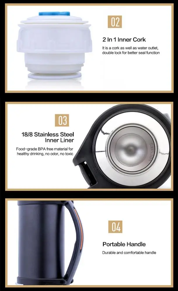 
Custom LOGO 1200ml Double Wall Stainless Steel Bpa Free Vacuum Insulated tea Thermos 304 Stainless Steel vacuum flask 