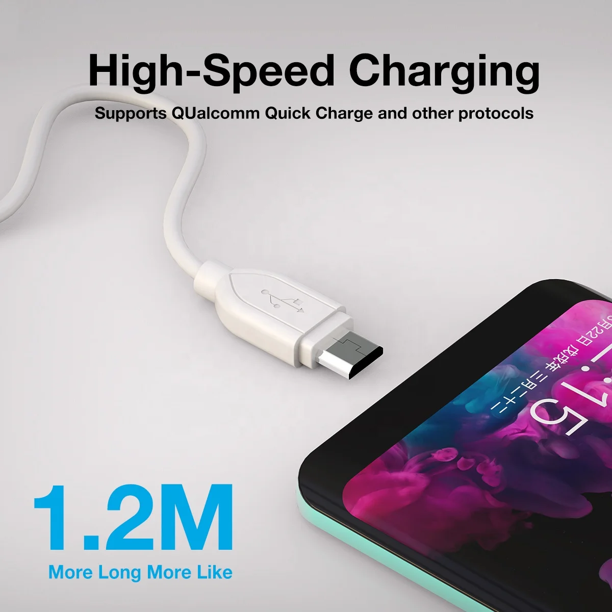 1.2M Phone Charger Cable 2.4A Micro USB Data Cable MOXOM CC06 High Quality Phone Cables For Samsung