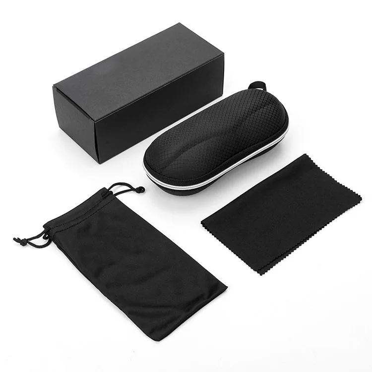 2023 Packing Box Custom Logo Pouch Cleaning Clothes Packaging Bag Sunglasses Case Black Optical Glasses Box