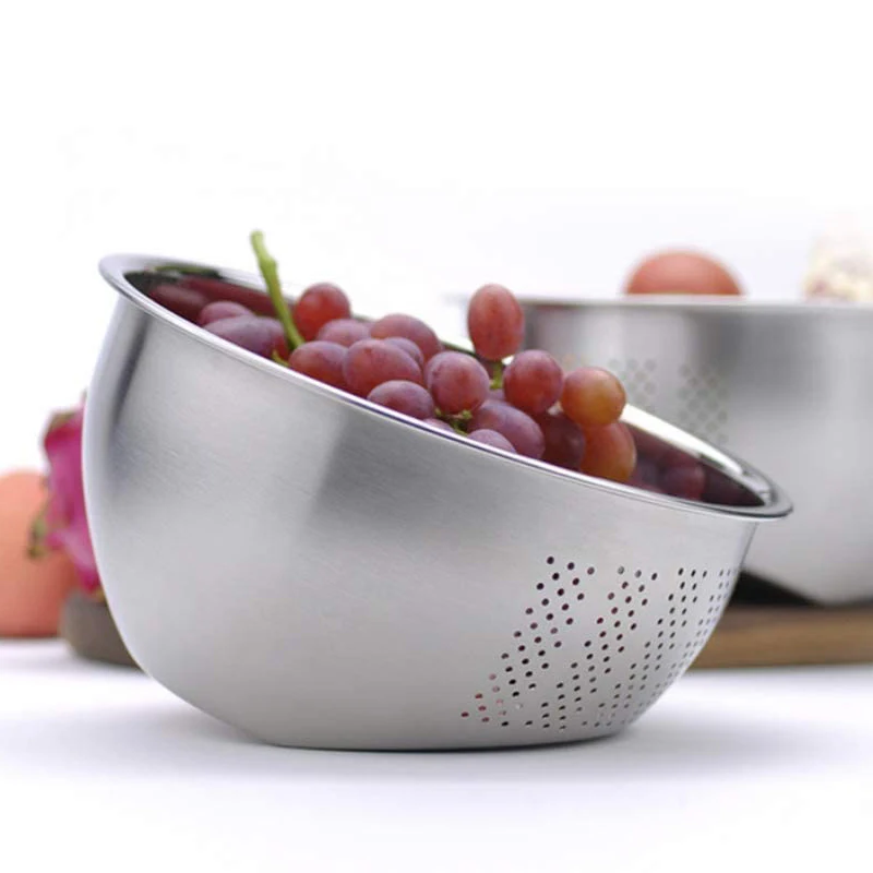 Оптовая продажа дешевая кухонная утварь чаша для мытья из нержавеющей стали дуршлаг овощей и