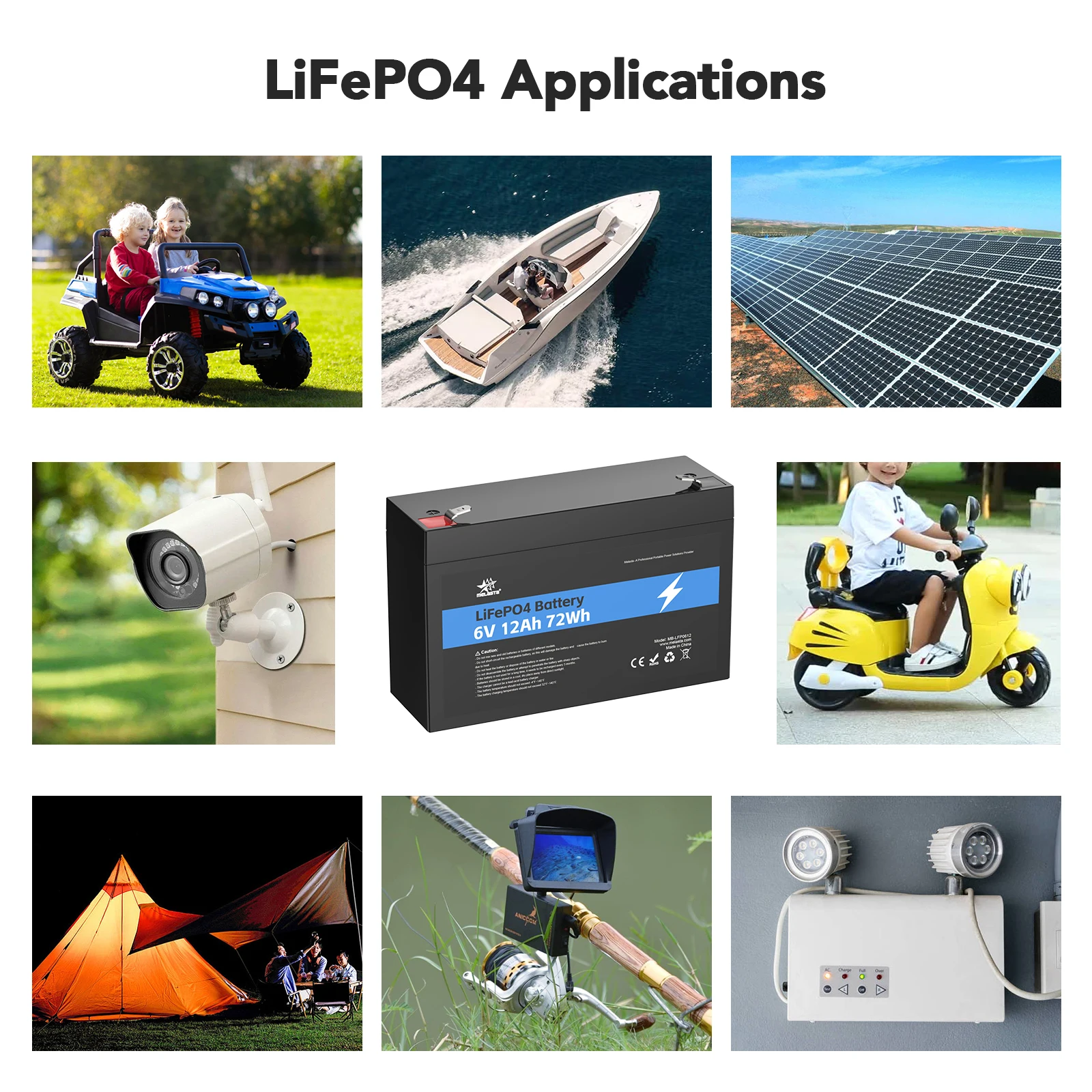 6v 12ah Deep Cycle Electric Bike Battery Three Wheeler Escooter Battery 6v Lifepo4 Battery For Animal Ride
