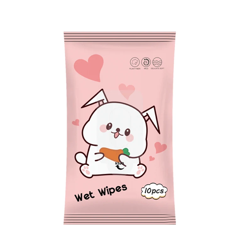 Low MOQ High Quality Design Cleaning Wipes 10 Pieces Wet Tissue Clean Sensitive Baby Wet Wipes