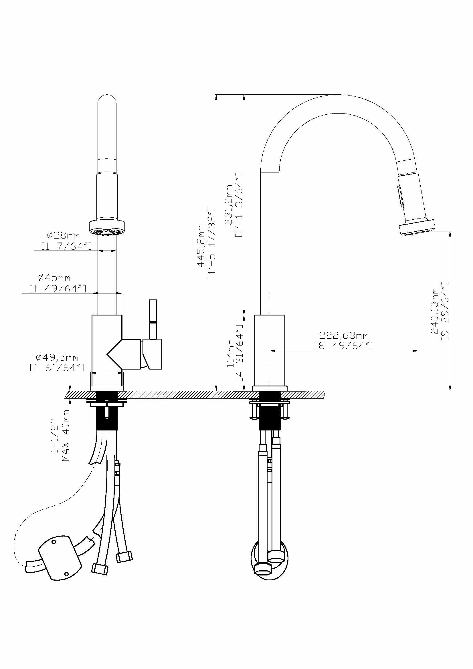 wholesale pull down sink water flow wash SUS304 stainless steel mirror polished chrome plating finish faucet tap kitchen mixer