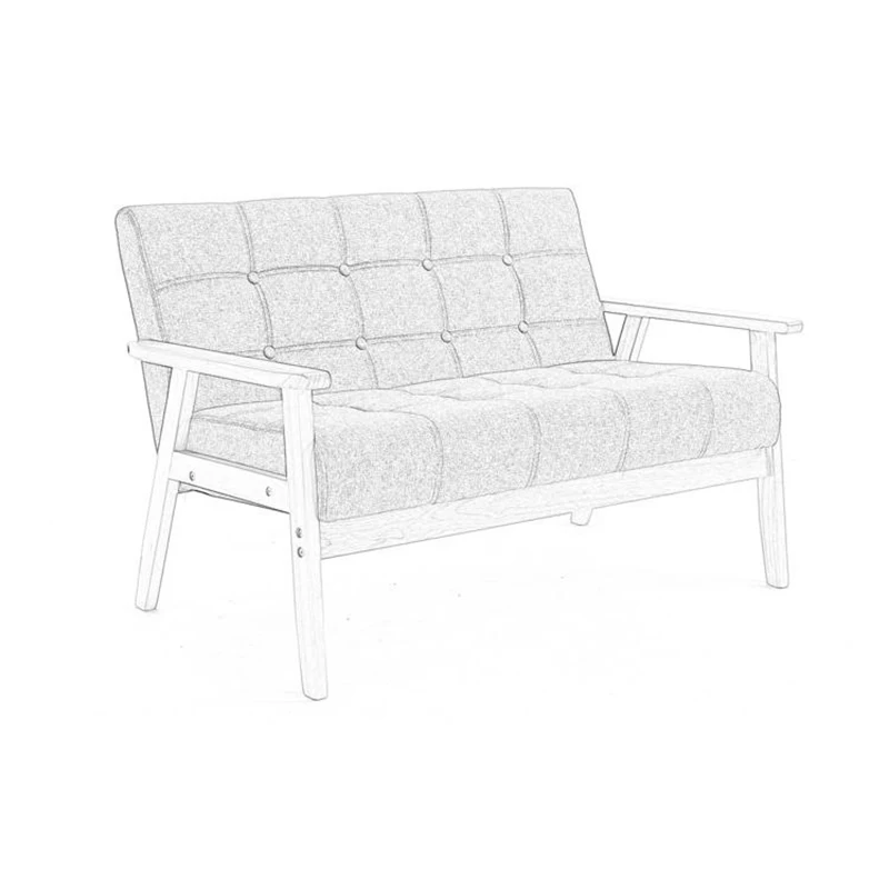 Loveseat Sofa Couch in Small Space Living Room, Durable Fabric Two Seater Cushion for Apartment with Wood Frame