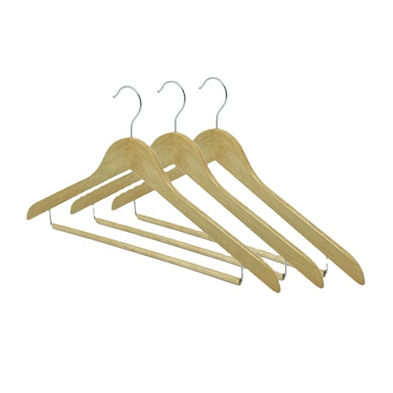 Customized Logo Shirt Hanger Low Price Hangers for Man Guestroom Solid Wood Clothes Stand