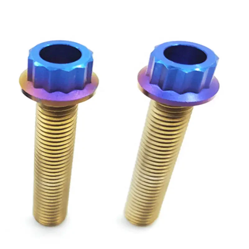 Grade5 M7 X 32mm Tc4 Titanium Bolts Wheel Hub 12-point Flange Ti Screws Forged Titanium Bolts For Car