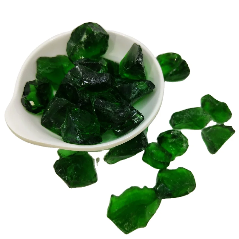 Landscaping Decoration Recycled Coloured Crushed Glass Rock Stone and glass light art for decoration
