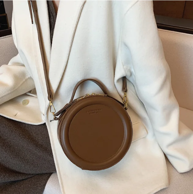 2024 fashion Factory wholesale fashion PU custom logo women retro round crossbody shoulder bag luxury mini ladies handbag