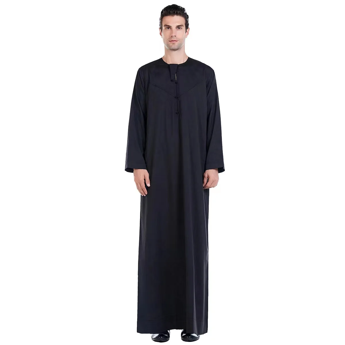 Arab Saudia Arabia Malaysia Men Long Sleeve Crew Neck with button Thobe Thawb Caftan Muslim Robe Men clothing