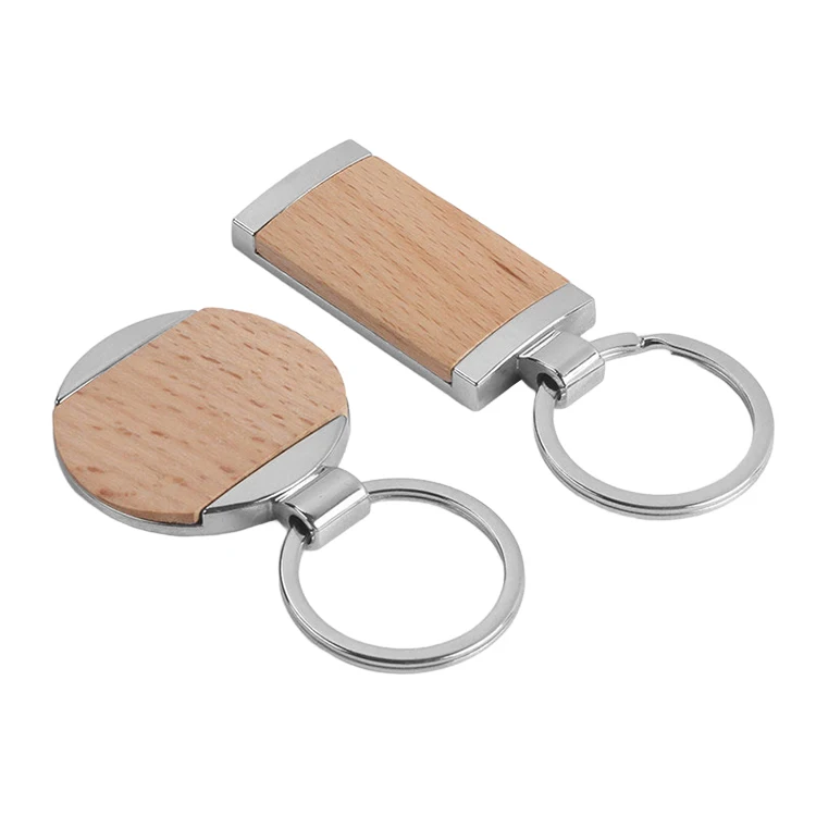 Wholesale Bamboo Sublimation Keychain Blanks Key Ring In Bulk Personalized Wood Engraved Keychain Custom Wooden Keychain