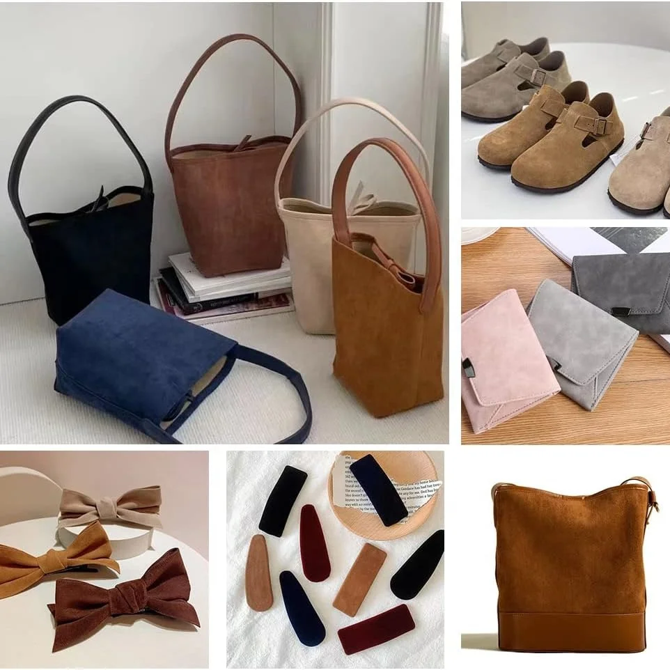 0.8MM 27 Vegan Colors Eco-friendly PU Striped Yangbuck Suede Faux Leather Rolls For Making Sofa Shoes Handbags