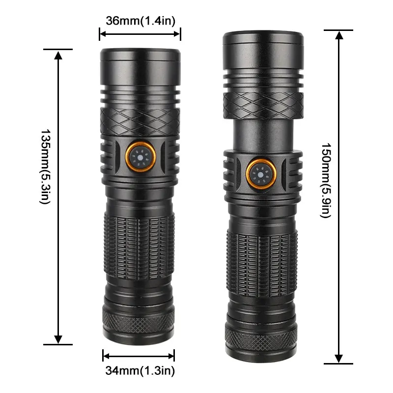 High Quality Outdoor Camping Rechargeable LED Flashlight 5 Work Modes Waterproof Tactical Handheld Large Flash