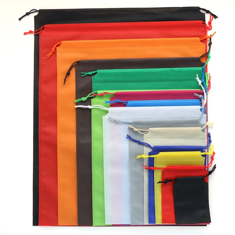 Hot Sale Custom Logo Size Dust Proof Storage Non-woven Rope Bag Non Woven Drawstring Gift Bag