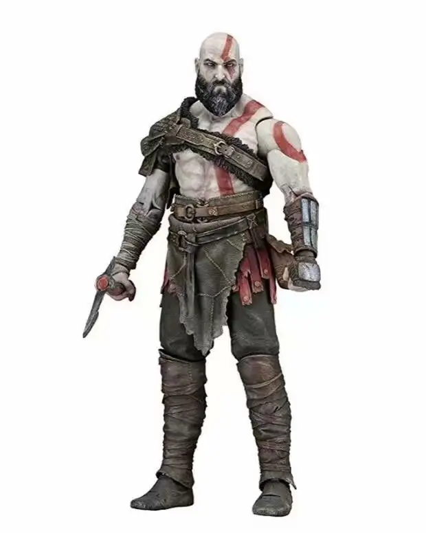God of war 4 kratos action figure deluxe edition 7 inches of movable kratos ye/head/flame knife version model doll toys NECA