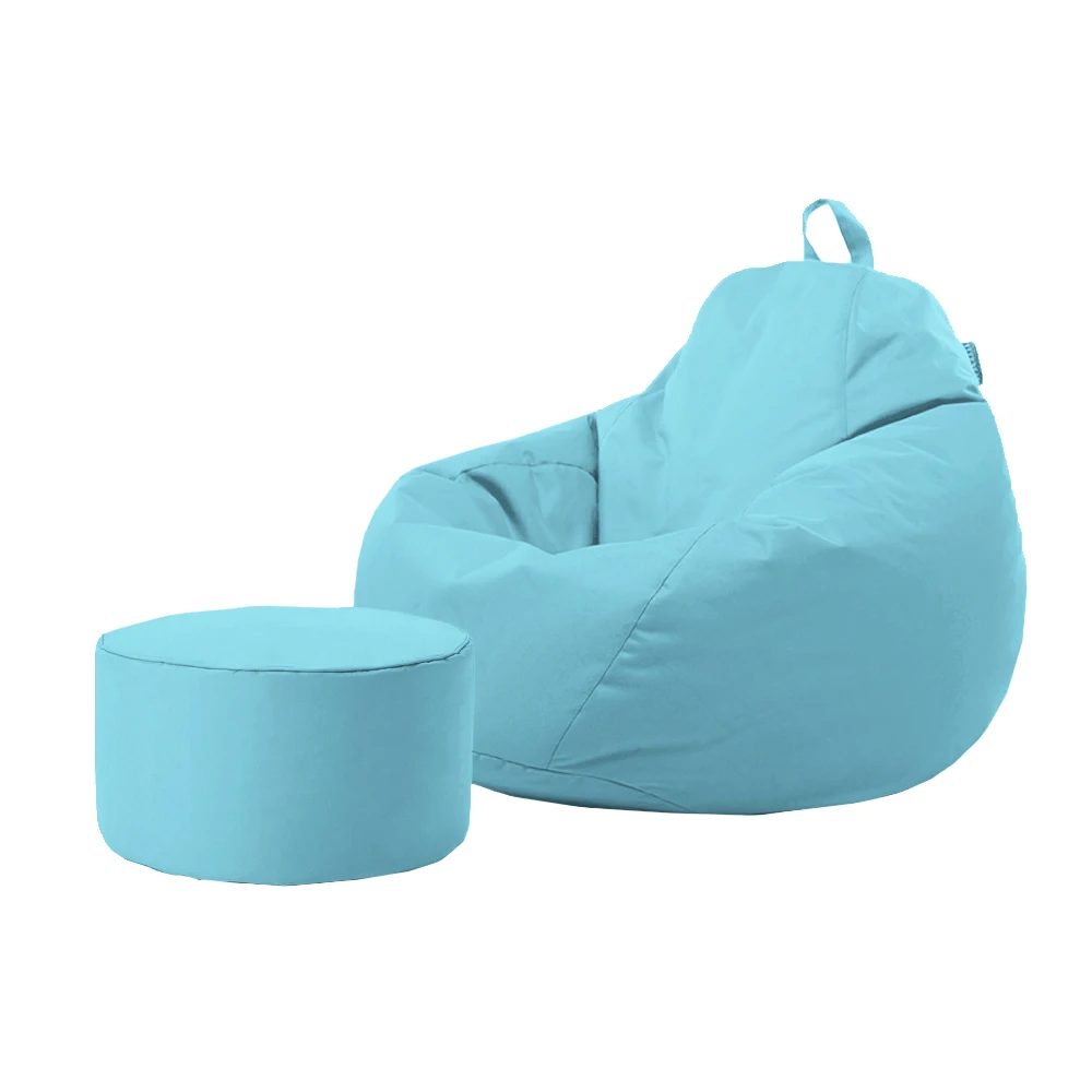 Reclining Bean Bag Chairs Adult Bean Bag Bed Large Unfilled Beanbag Covers Modern Waterproof Bean Bag Chair with Foot Stool