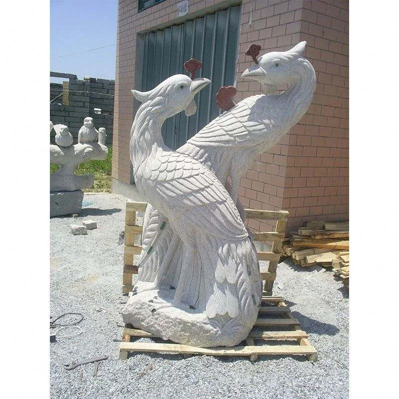 white natural hand carved marble peacock stone sculpture statue