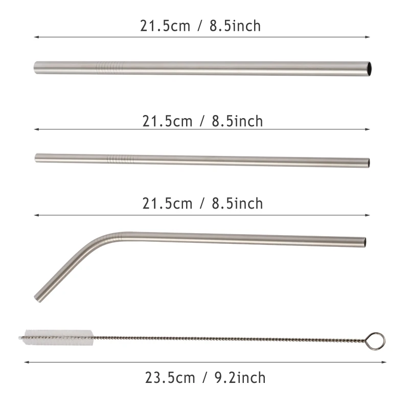 5pcs Eco Friendly Reusable Stainless Steel Drinking Straw