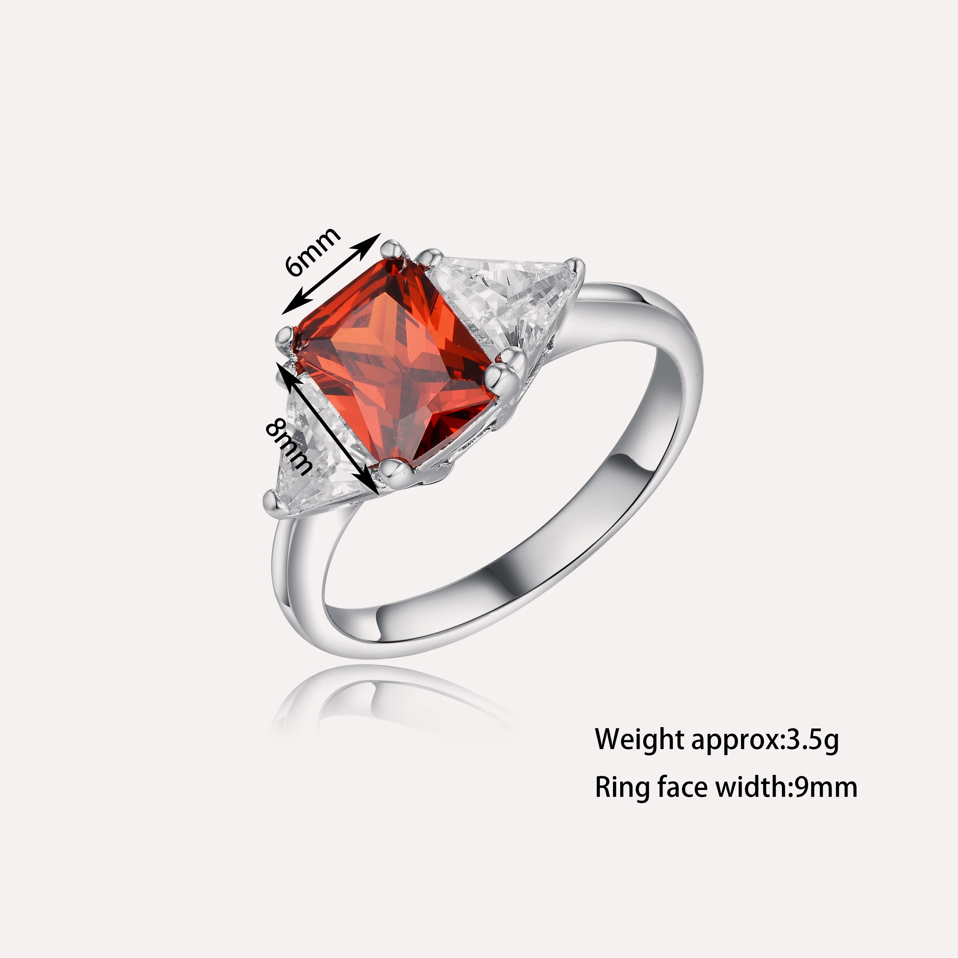 Keiyue Wholesale Custom 925 Sterling Silver Rings New Design Exquisite Simple For Women Daily Wear Red Cubic Zircon Ring