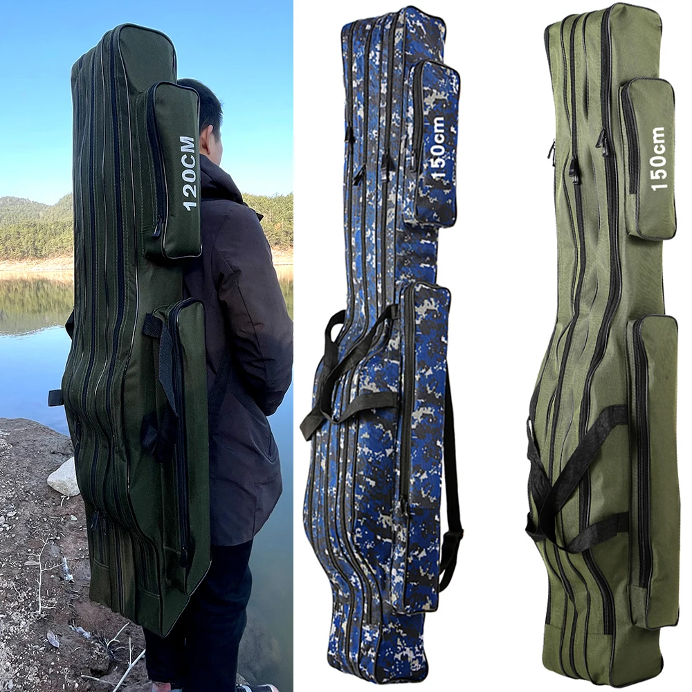 OEM&ODM 150/130/120/110cm Oxford Cloth Fishing Rod Bags Portable Multifunction Fishing Carrier Canvas Fishing Carrier 2/3 Layers