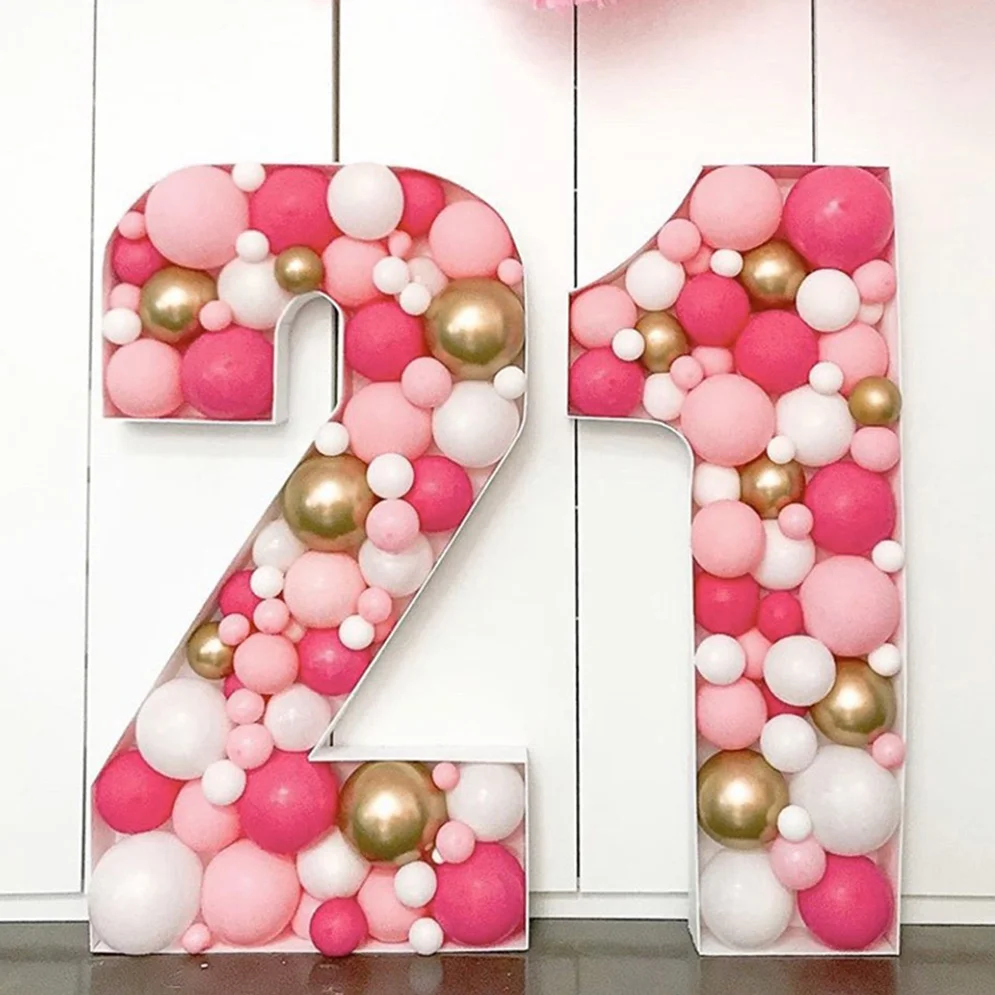 73 100 120 CM Number Mosaic Balloon Frame DIY Number 0-9 Balloon Filling Box Kid Birthday Party Anniversary Wedding Backdrop