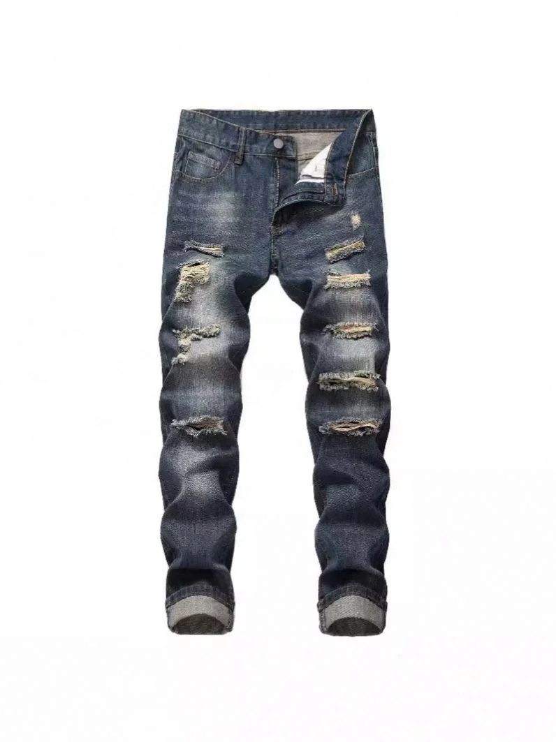New Trends Mens Ripped Skinny Jean Hip Hop Hole Denim Jeans Pants