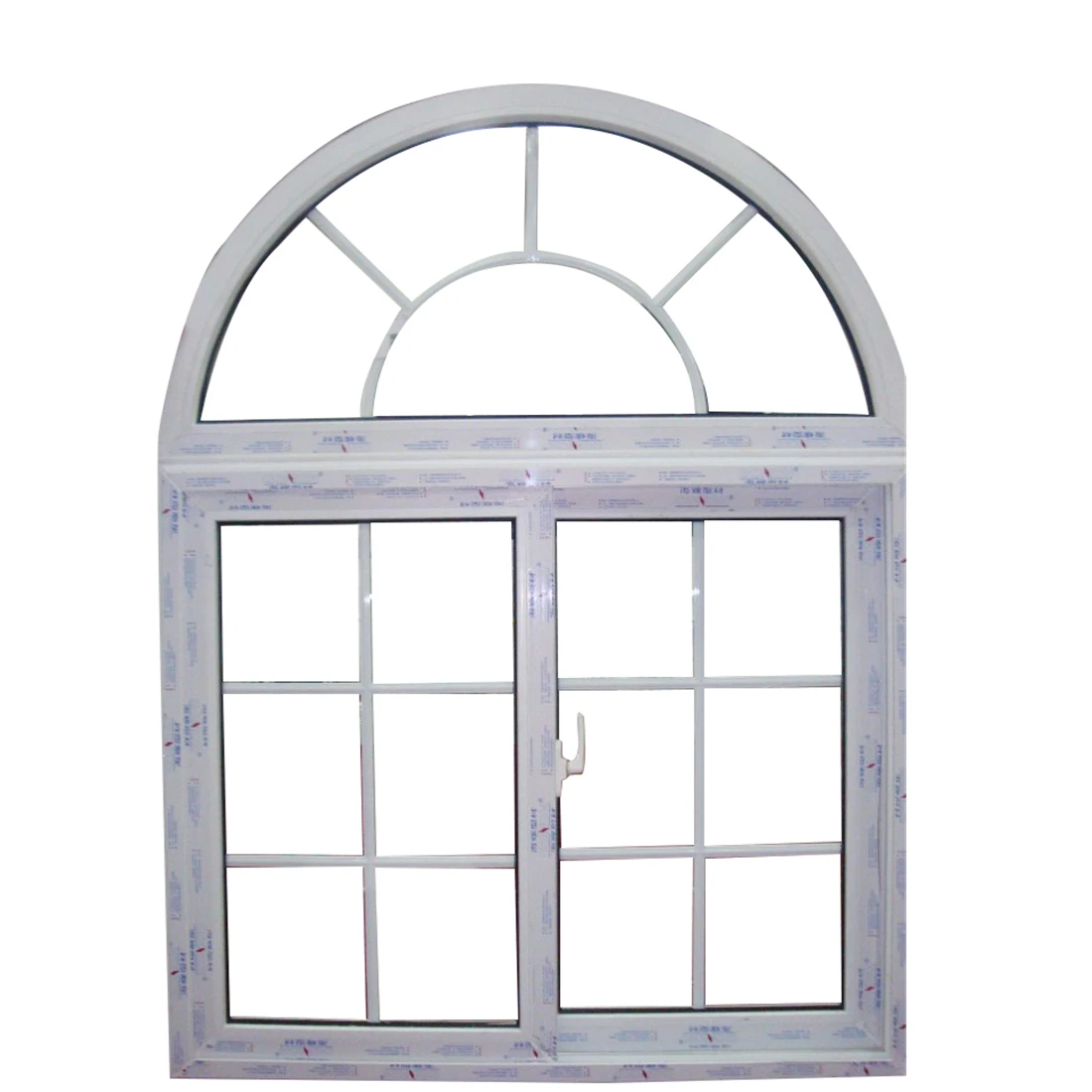 UPVC/PVC half round windows arch windows with grill design and double glazed