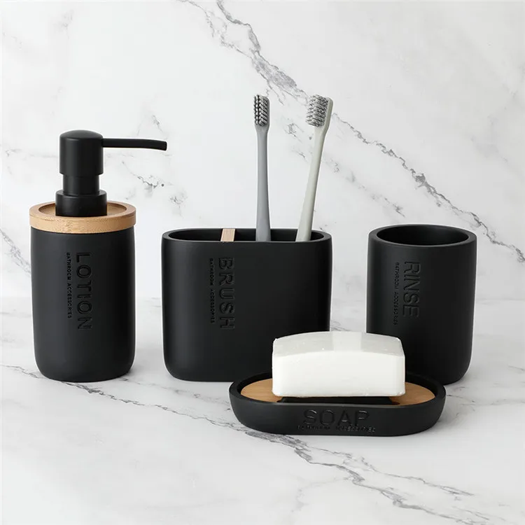 Graceful Matte Luxury Style Hotel Used Bathroom Accessories Soap Dispenser Home Goods Bathroom Sets