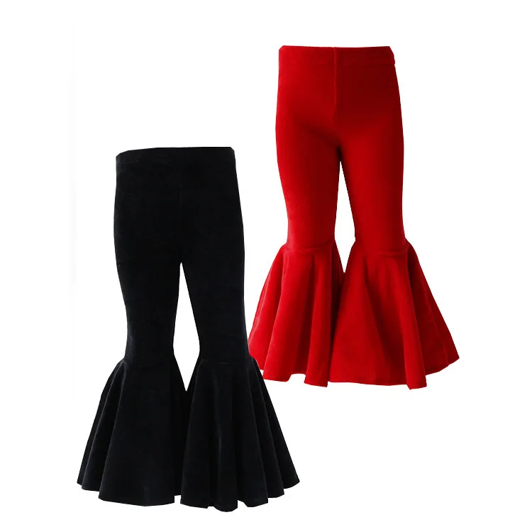 Solid Color Plain Trousers Toddler Bell-Bottom Baby Girl Flare Leggings Kids Ruffle Pants For Kid Girls