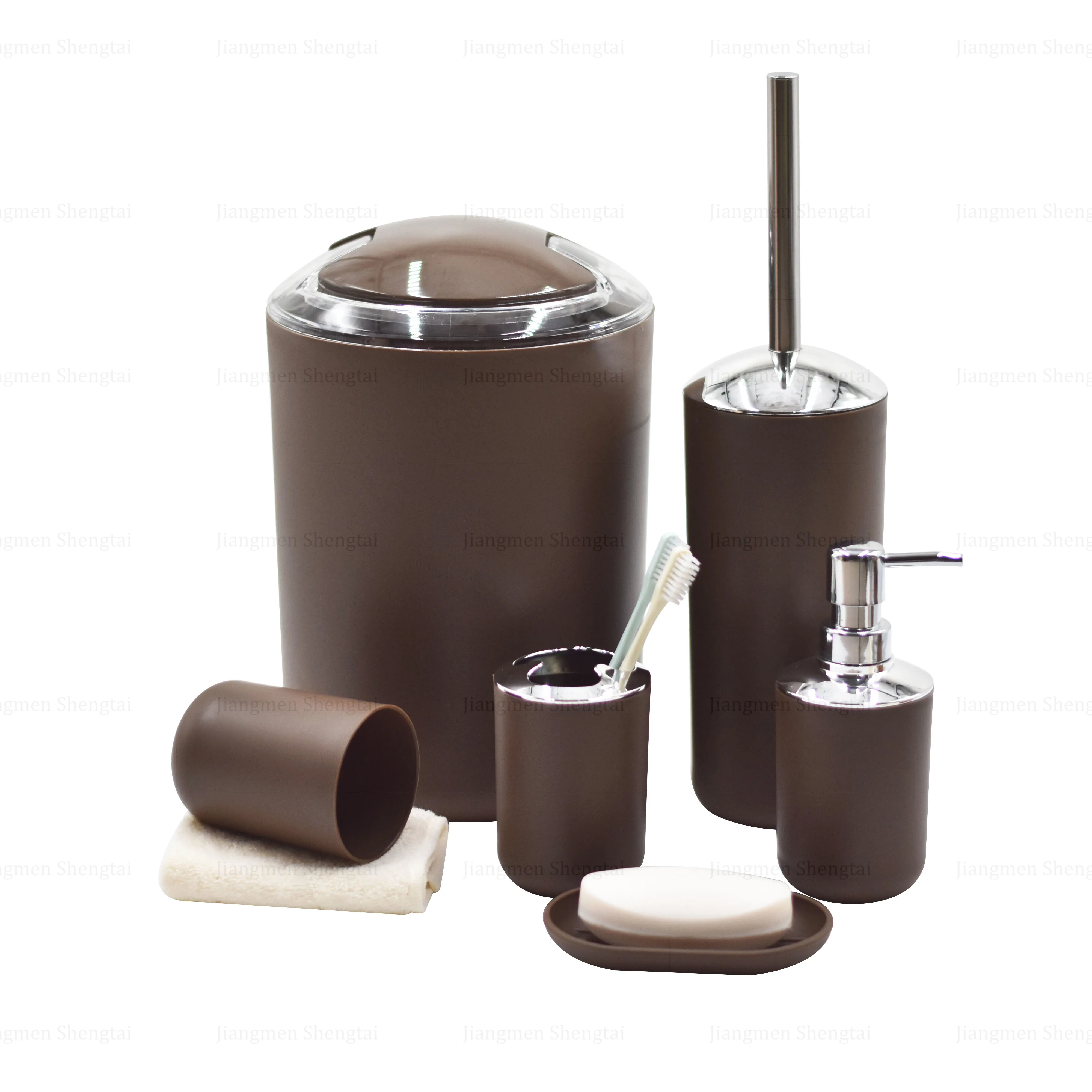 
6 Pieces Plastic Gift Luxury Ensemble Bath Accessory Sets with Toothbrush Holder Toothbrush Cup Soap Dispenser Sustainable 