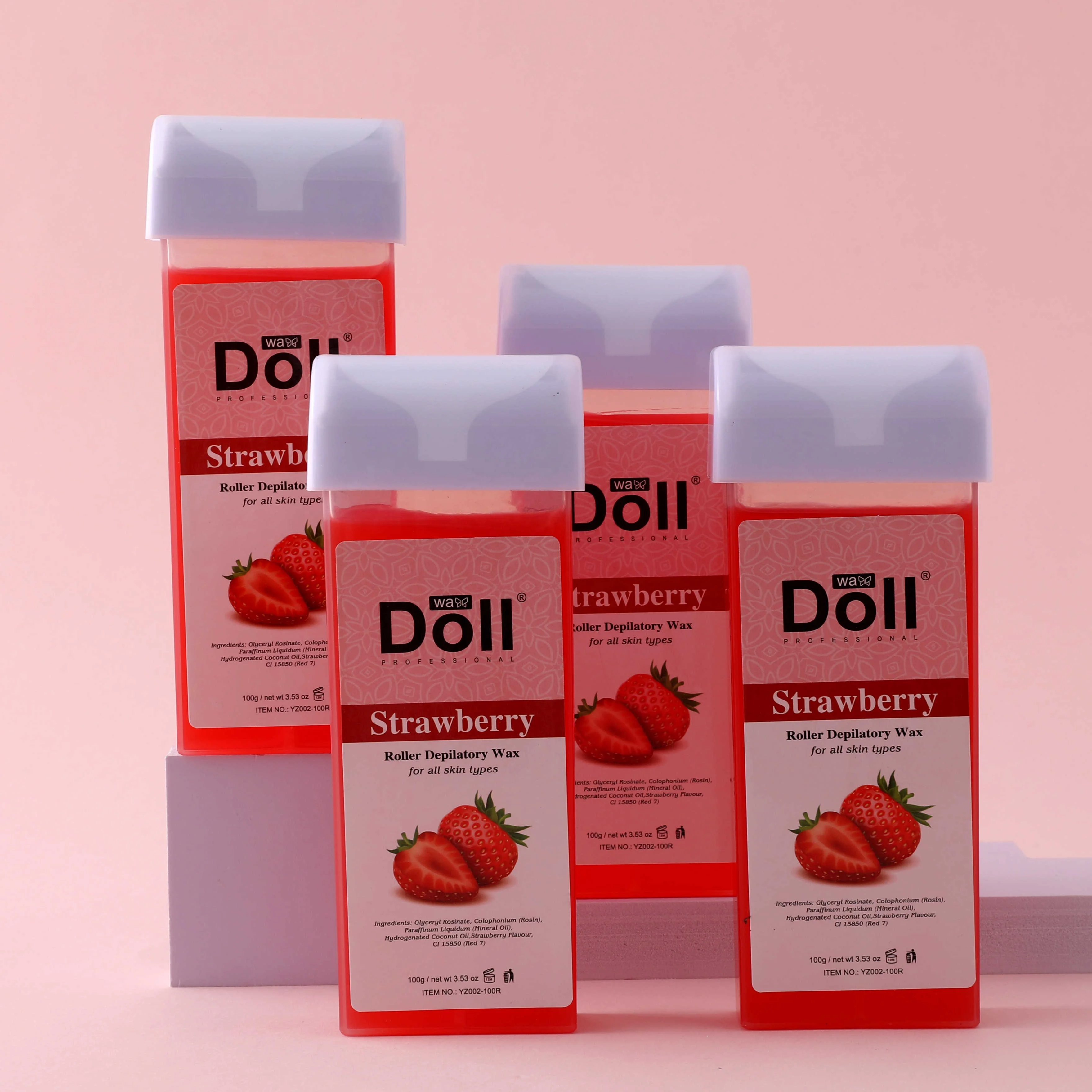 100ml strawberry  Roll-on warm Wax depil Hair Removal soft Wax roller Cartridge Depilatory Wax Roller Refill for Legs and Arms