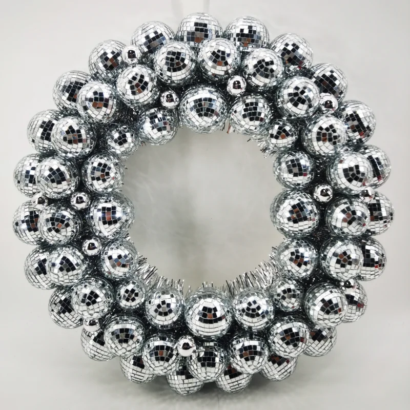 Customize various  sizes  colors foam materials disco mirror ball wreaths for Christmas and Halloween celebration decorations.