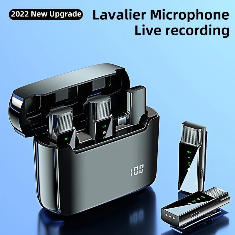 Беспроводной микрофон для Amazon 2023 шумоподавления с двумя лацканами Lavalier Microphone YouTube/Vlog/Interview/Facebook