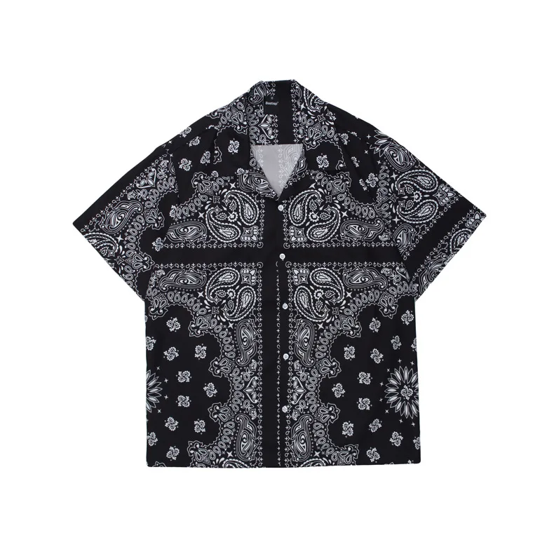 Factory Wholesales Red T shirts for Men Bandana shirt Casual Beach Short-Sleeve Paisley Men Shirts