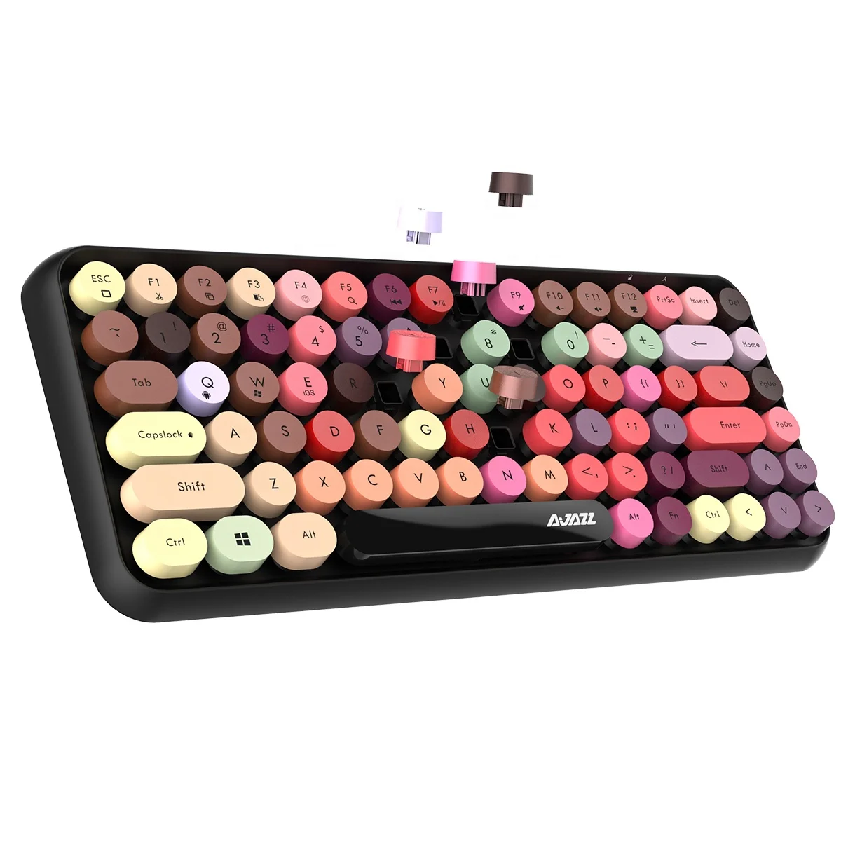 Горячая Распродажа AJAZZ 308I 84 клавиши Беспроводная BT клавиатура ретро пишущая машинка круглая клавиша для Win/iOS/Android