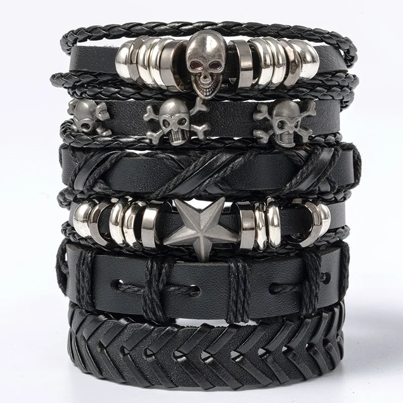 Wholesale Factory Direct Sale New Retro Woven Bracelet Multilevel Leather Waxed Rope Bracelet For Men
