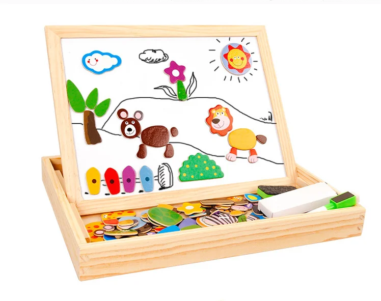 
promotional double sided whiteboard wooden toys educational with box 