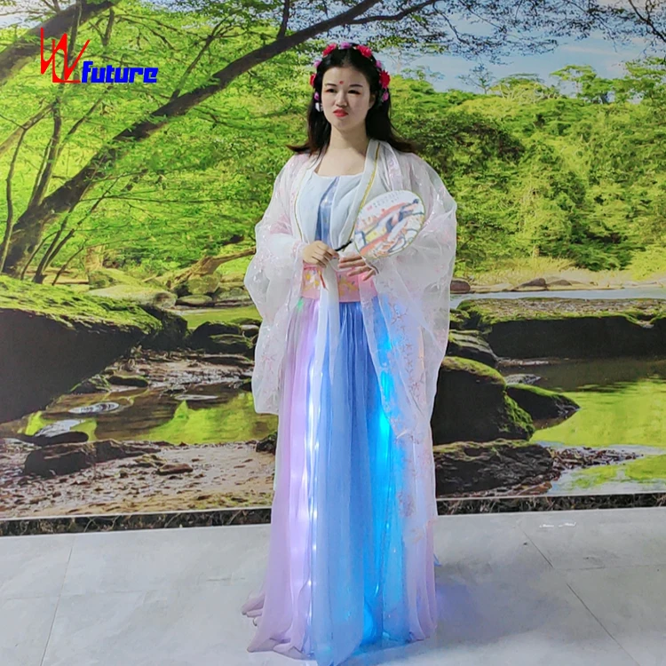Traditional Chinese LED Hanfu Ancient Clothing Changing Color LED Fairy Costume Boys Dance Stage Performance Ballroom Robot Sets