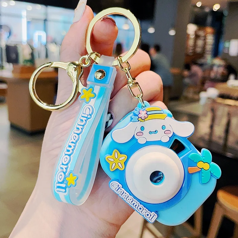Instagram hit Original cartoon Sanrio Camera mini projector Cute student schoolbag hanging ornament silicone keychain
