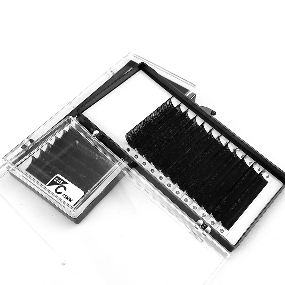 Individual Mink Flat Lashes Soft Hand Made  Eyelash Premium Ellipse Flat Split Tip Eyelash Extensions Vendor  OEM ODM