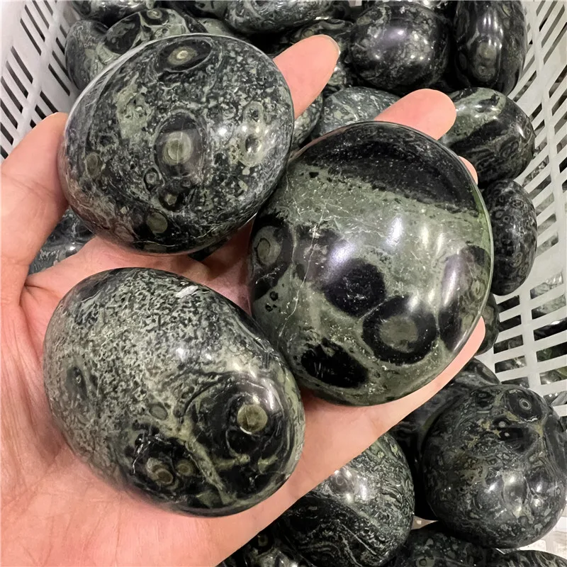 Natural green kambaba jasper palm malachite tumbled crystal stone peafowl eye stone healing gift decoration
